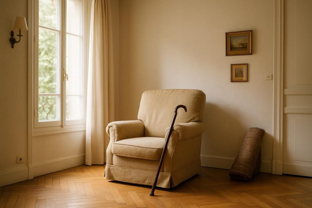 Salon adapté au maintien à domicile d'une personne âgée